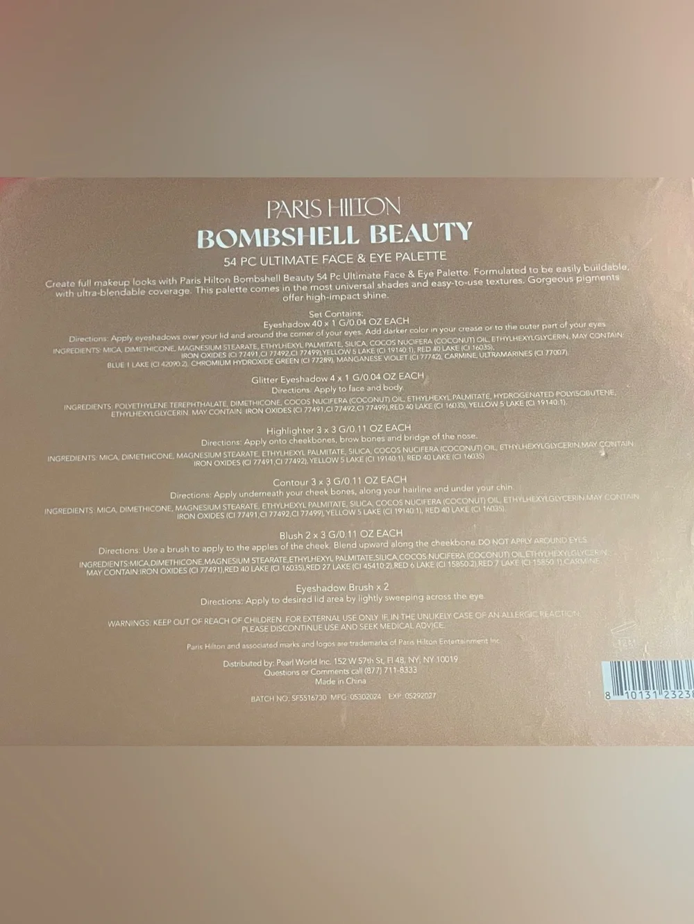Paris Hilton Bombshell Beauty face and eye palette and Extreme Plump lip set
